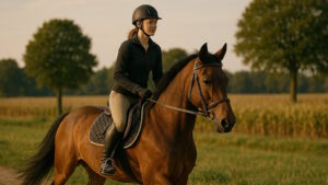 Reittherapie Titelbild Frau auf Pferd reitend